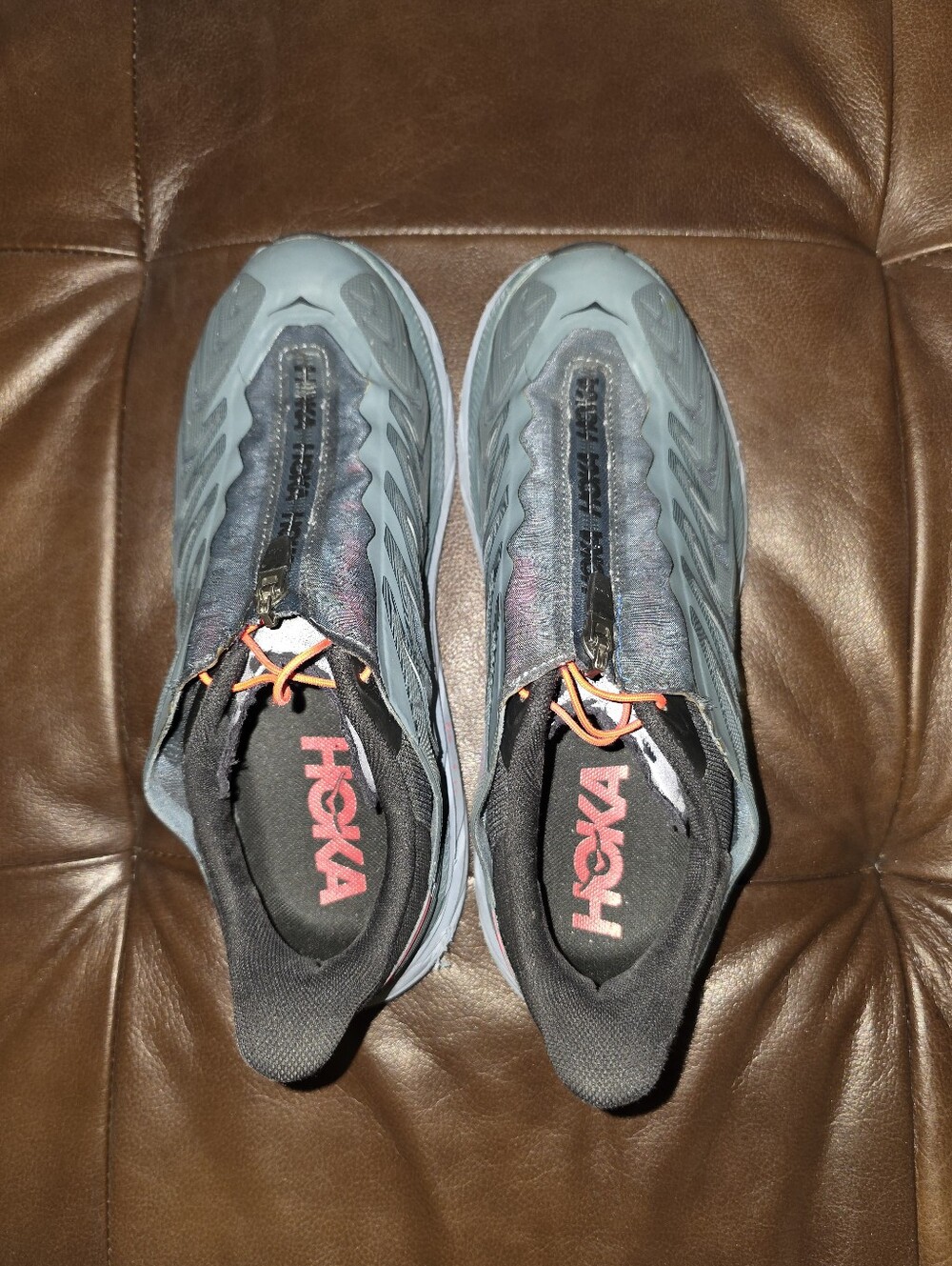 HOKA U Project Clifton Women's 8.5 Gray Black Zip Running Shoes